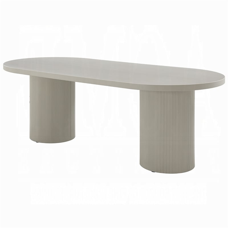 Liela Oval Dining Table-Double Pedestal Base-Bone White 87 Inch