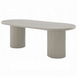 Liela Oval Dining Table-Double Pedestal Base-Bone White 87 Inch