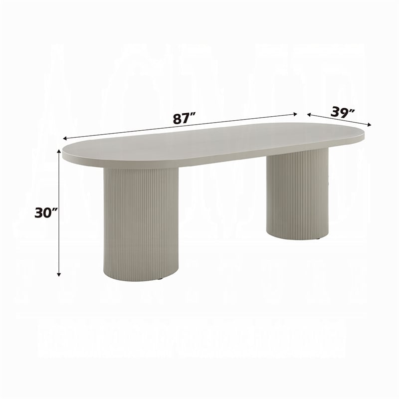 Liela Oval Dining Table-Double Pedestal Base-Bone White 87 Inch