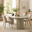 Liela Oval Dining Table-Double Pedestal Base-Bone White 87 Inch