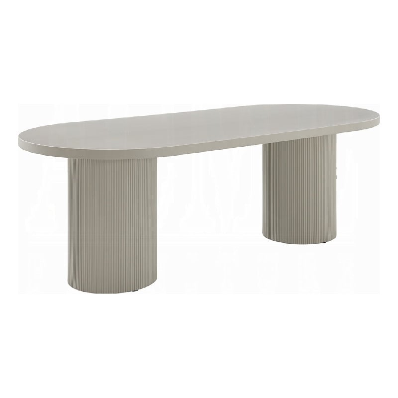 Liela Oval Dining Table-Double Pedestal Base-Bone White 87 Inch