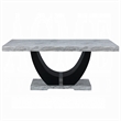 Aline Dining Table with Faux Stone Top-U-Shaped Base-Black 70 Inch