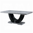 Aline Dining Table with Faux Stone Top-U-Shaped Base-Black 70 Inch