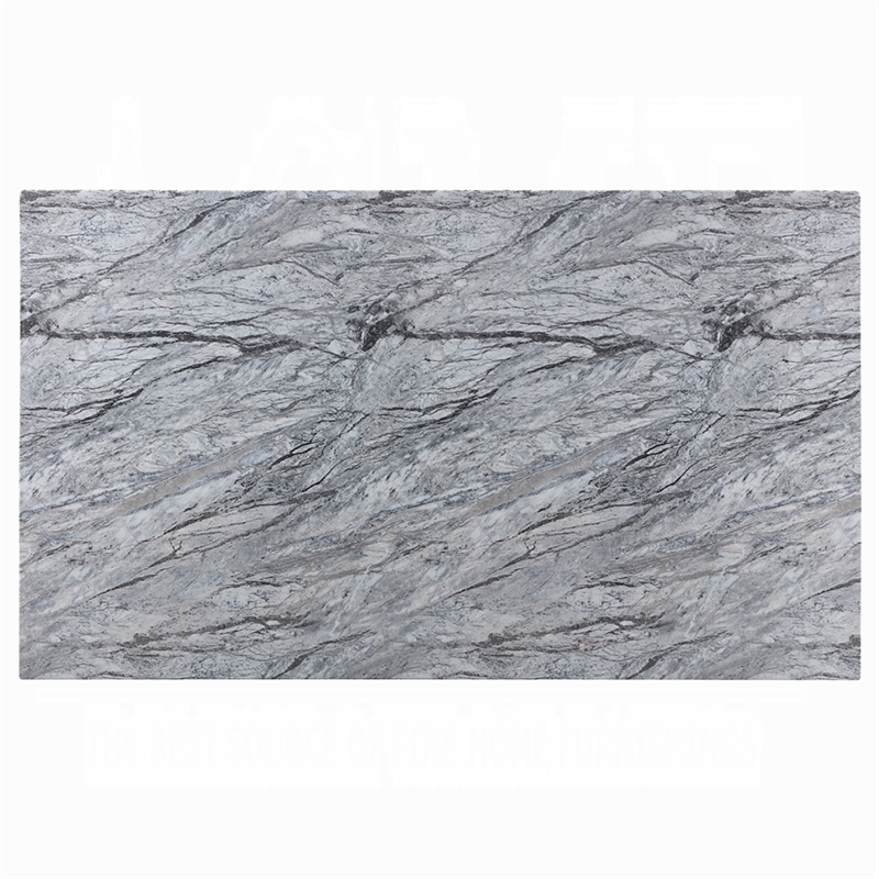 Aline Dining Table with Faux Stone Top-U-Shaped Base-Black 70 Inch