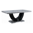Aline Dining Table with Faux Stone Top-U-Shaped Base-Black 70 Inch
