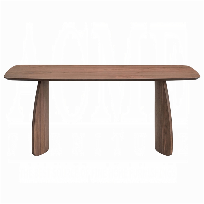 Hamza Rectangular Dining Table-Curved Wood Base-Walnut Brown 71 Inch