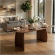 Hamza Rectangular Dining Table-Curved Wood Base-Walnut Brown 71 Inch