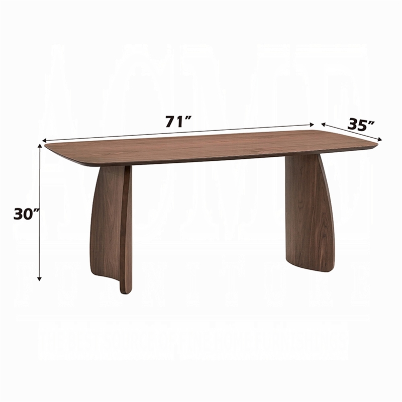 Hamza Rectangular Dining Table-Curved Wood Base-Walnut Brown 71 Inch