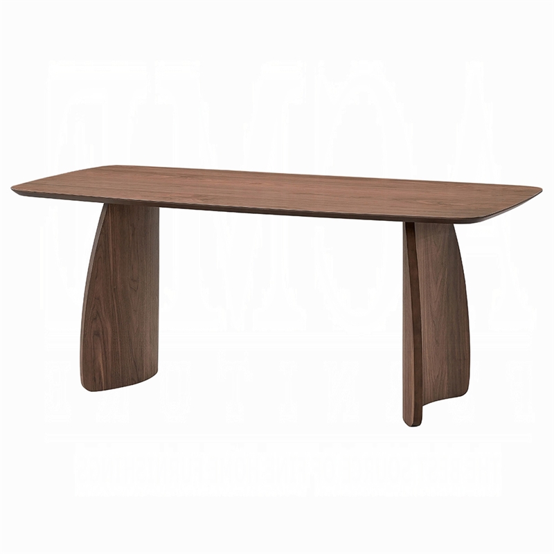 Hamza Rectangular Dining Table-Curved Wood Base-Walnut Brown 71 Inch