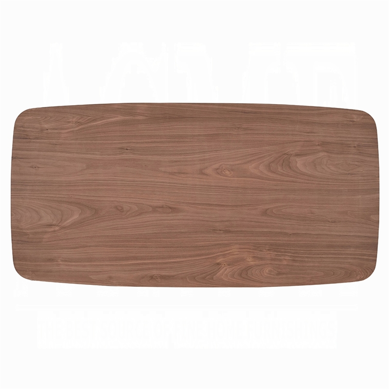 Hamza Rectangular Dining Table-Curved Wood Base-Walnut Brown 71 Inch