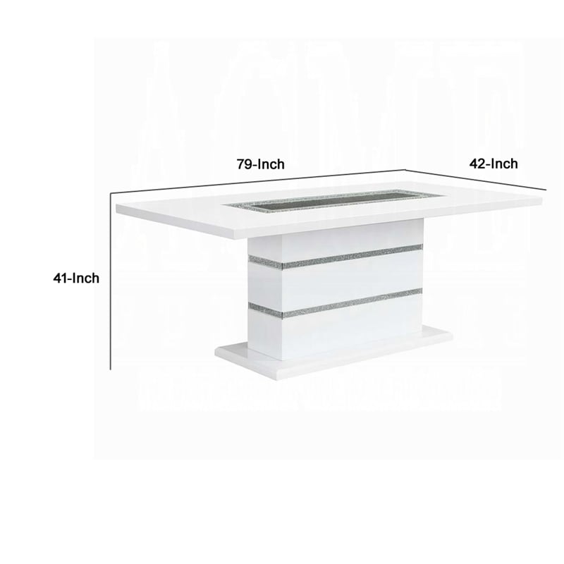 Zav Dining Table-79 Inch Rectangular Top-White Gray Pedestal Base