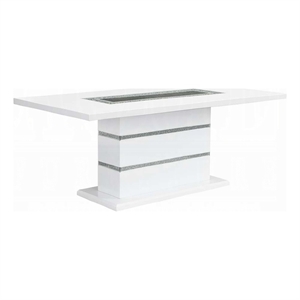 Zav Dining Table-79 Inch Rectangular Top-White Gray Pedestal Base