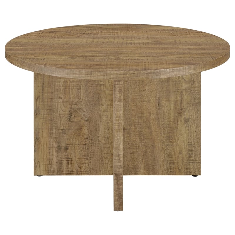 Lama Dining Table-47 Inch Round Top X Cross Legs-Natural Brown Wood Frame