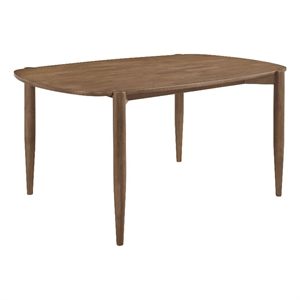 Dora Dining Table-63 Inch Oval Top-Tapered Legs-Walnut Brown Solid Wood