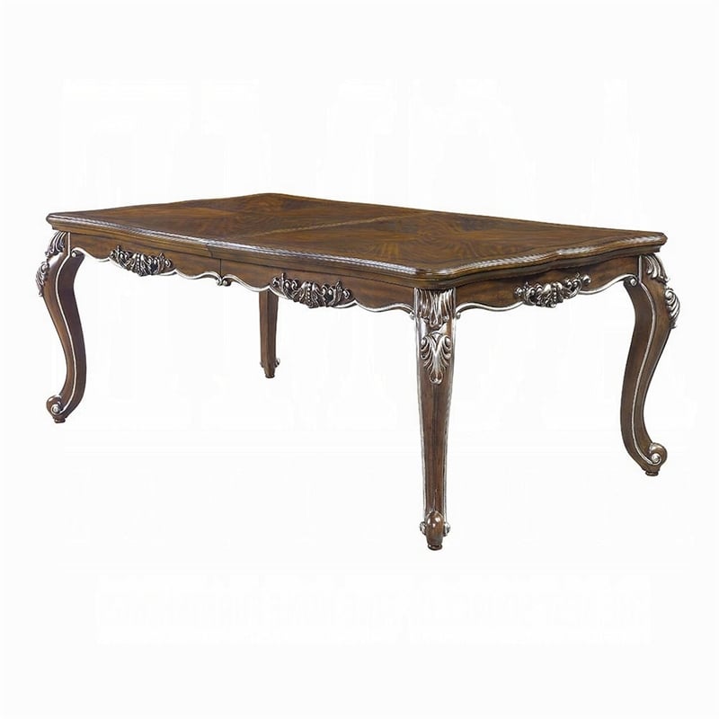 Maver Extending Dining Table-Silver Carved Antique Oak-80-96 Inch