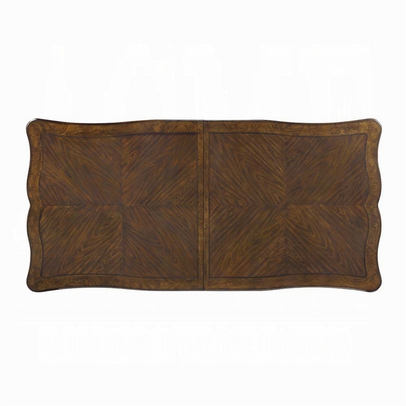 Maver Dining Table-Carved Silver Trim 90-114 Inch Classic Antique Oak