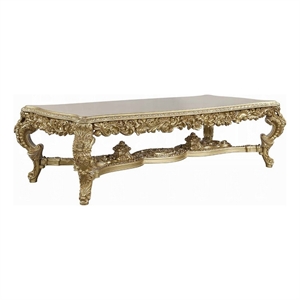 Rexx Dining Table-Classic Carved Gold Wood-111 Inch Rectangular Top