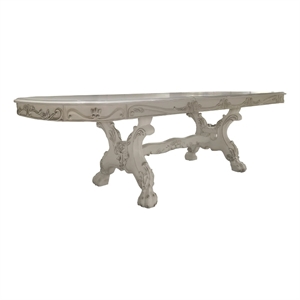 Ally Dining Table-Double Pedestal Base-Bone White Wood-94-136 Inch