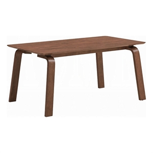 Kinni Dining Table-Walnut Brown Wood-Bent Legs-Rectangular 63 Inch