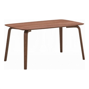 Kinni Dining Table-Walnut Brown Wood-Bent Legs-Rectangular 59 Inch