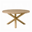 Semi Dining Table-54 Inch Round Top-Cross Base-Oak Brown Finish