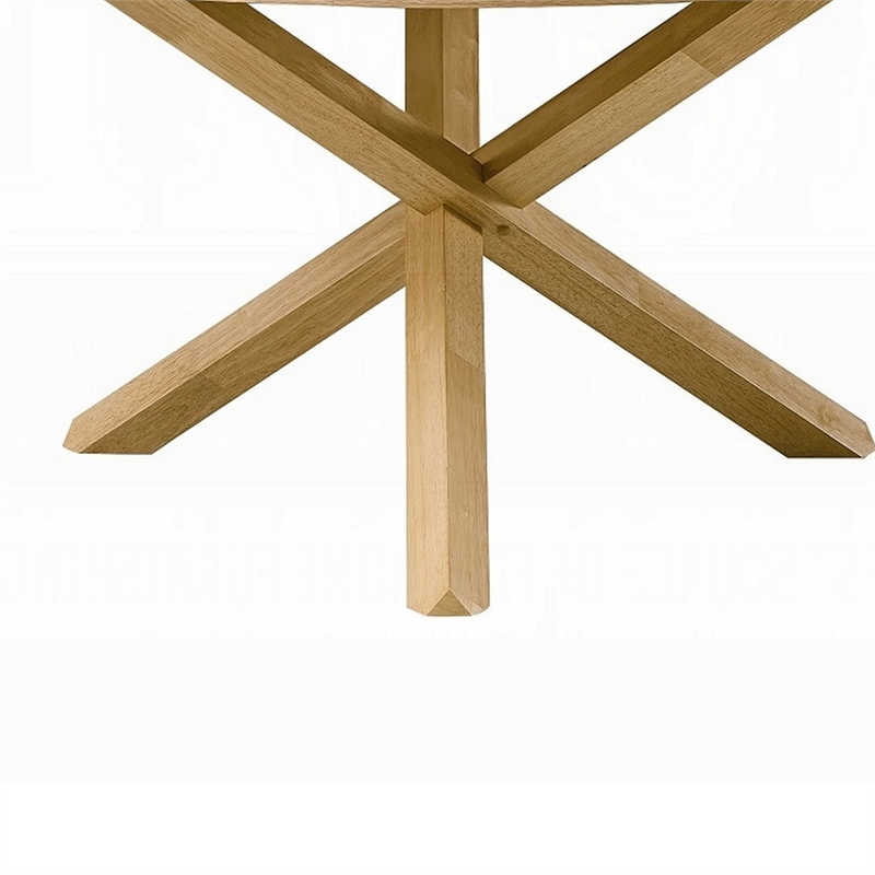 Semi Dining Table-54 Inch Round Top-Cross Base-Oak Brown Finish
