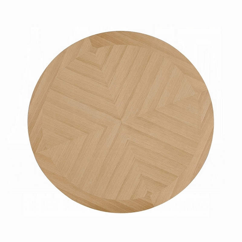 Semi Dining Table-54 Inch Round Top-Cross Base-Oak Brown Finish