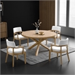 Semi Dining Table-54 Inch Round Top-Cross Base-Oak Brown Finish