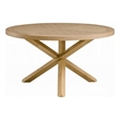 Semi Dining Table-54 Inch Round Top-Cross Base-Oak Brown Finish