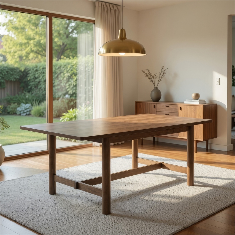 Billie Dining Table-Walnut Brown Veneer Hardwood-Rectangular 71 Inch