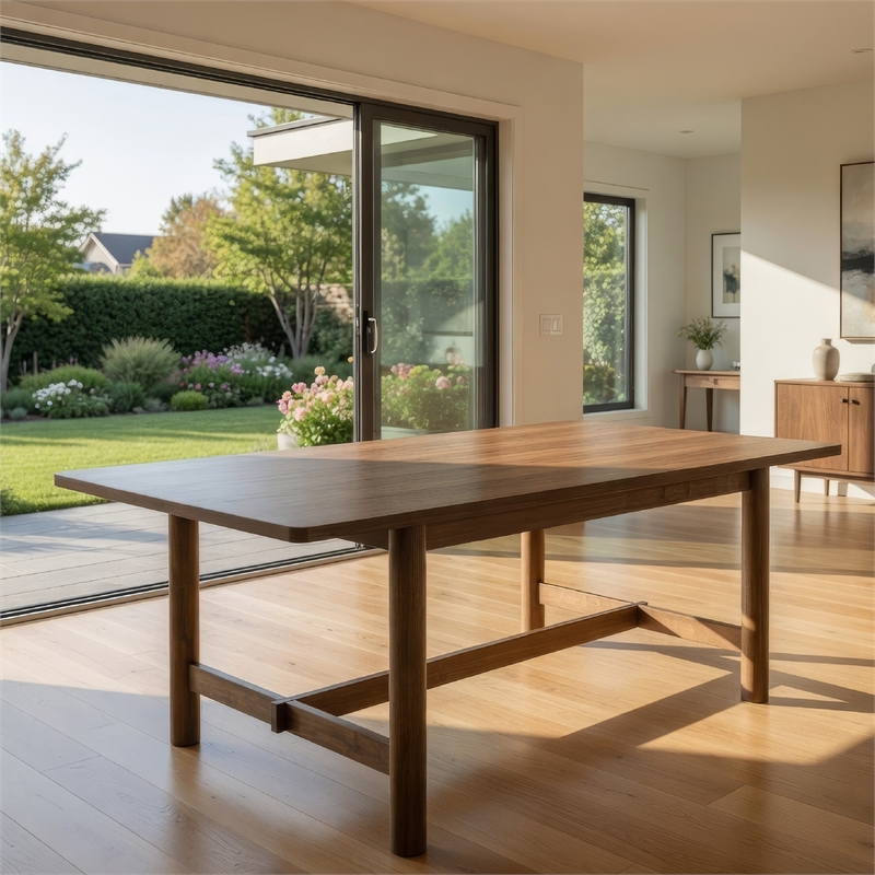 Billie Dining Table-Walnut Brown Veneer Hardwood-Rectangular 71 Inch
