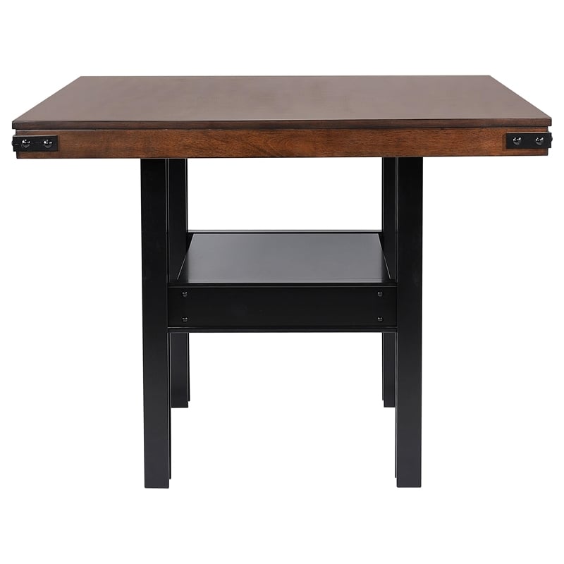 Patter Counter Height Dining Table-Shelf-60 Inch Black Brown Wood