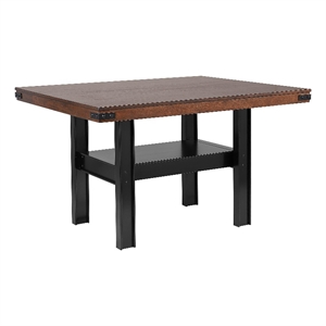 Patter Counter Height Dining Table-Shelf-60 Inch Black Brown Wood