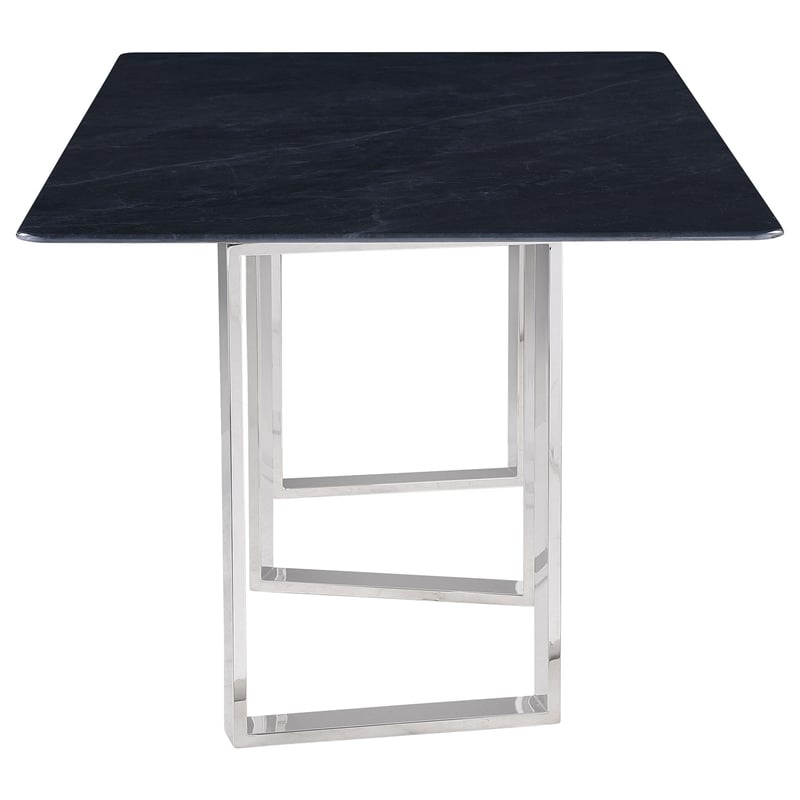 Eden Dining Table-Metal Base-Rectangular Gray Sintered Stone 79 Inch