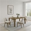 Givy Rectangular Dining Table with Round Post Legs-Brown Wood 71 Inch