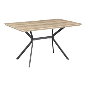 Rima Dining Table-Black Metal Legs-Light Brown Rectangular 53 Inch