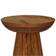 Ureo Round Accent Side Table-Cone Pedestal Base-Brown Mango Wood
