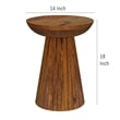 Ureo Round Accent Side Table-Cone Pedestal Base-Brown Mango Wood