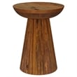 Ureo Round Accent Side Table-Cone Pedestal Base-Brown Mango Wood