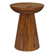 Ureo Round Accent Side Table-Cone Pedestal Base-Brown Mango Wood