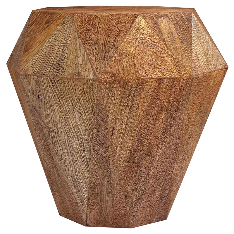 Cinti Accent Side Table-Gemstone Shape-Natural Brown Mango Wood