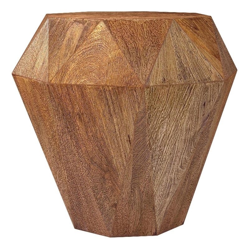 Cinti Accent Side Table-Gemstone Shape-Natural Brown Mango Wood