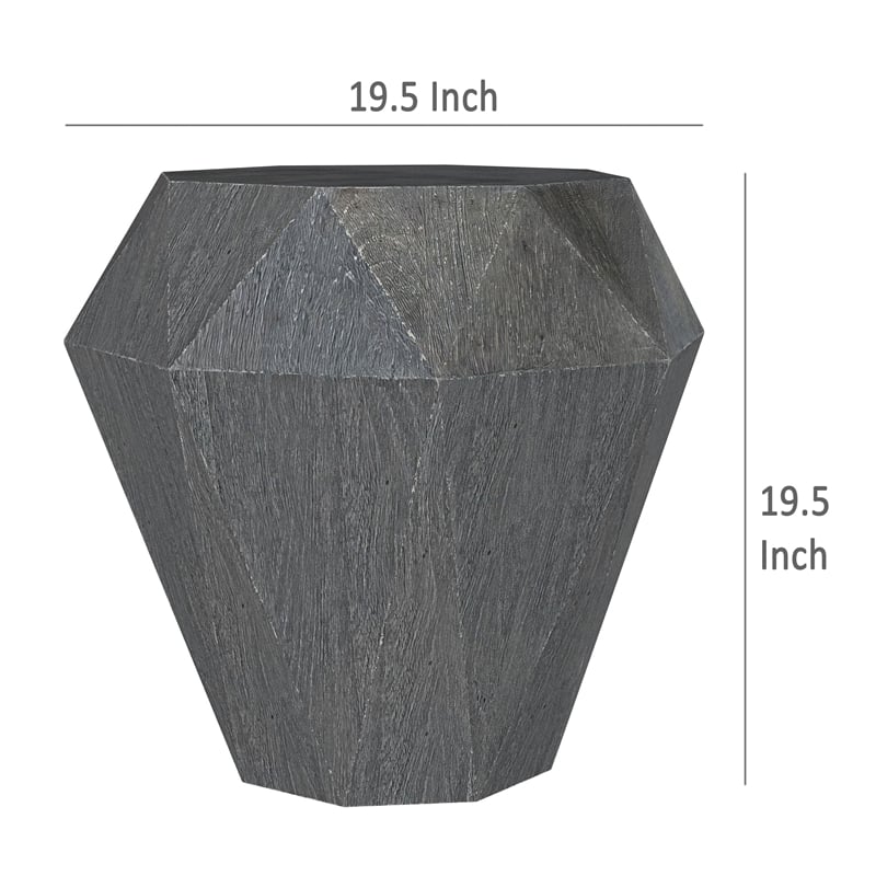 Cinti Accent Side Table-Gemstone Shape-Natural Gray Mango Wood