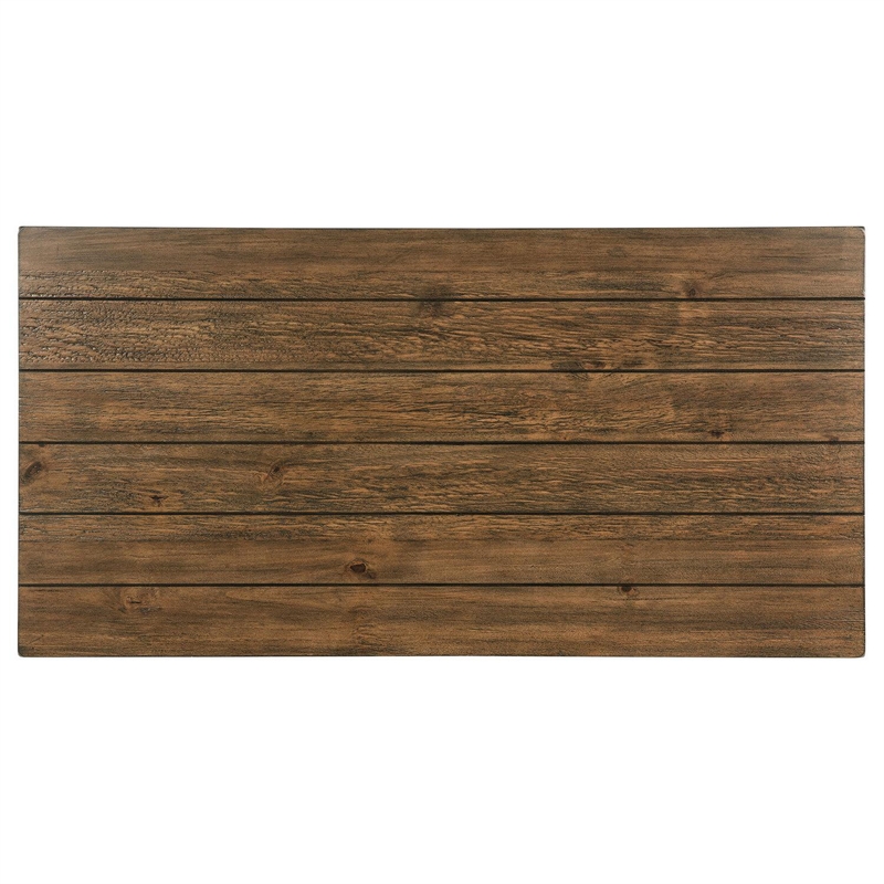 Ayne Coffee Table-1 Shelf-Distressed Brown Wood Frame-47 Inch