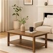 Ayne Coffee Table-1 Shelf-Distressed Brown Wood Frame-47 Inch