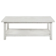 Ayne Coffee Table-1 Bottom Shelf-Distressed White Wood-47 Inch