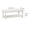 Ayne Coffee Table-1 Bottom Shelf-Distressed White Wood-47 Inch