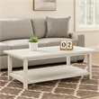 Ayne Coffee Table-1 Bottom Shelf-Distressed White Wood-47 Inch