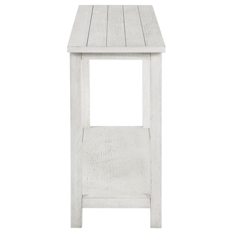 Ayne Console Table-1 Bottom Shelf-Distressed White Wood-47 Inch