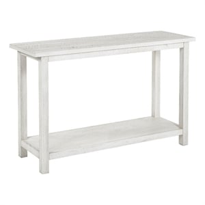 Ayne Console Table-1 Bottom Shelf-Distressed White Wood-47 Inch